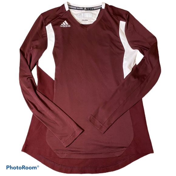 adidas Tops - Adidas Long sleeve v neck athletic top burgundy S